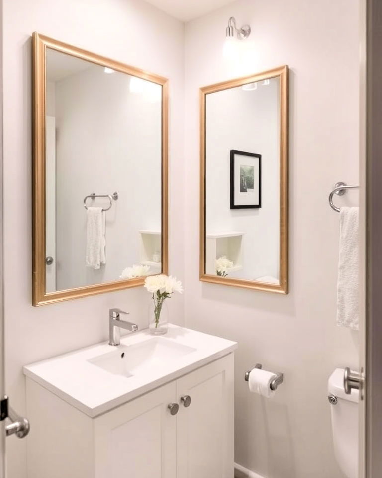 large mirror for the small half bathroom