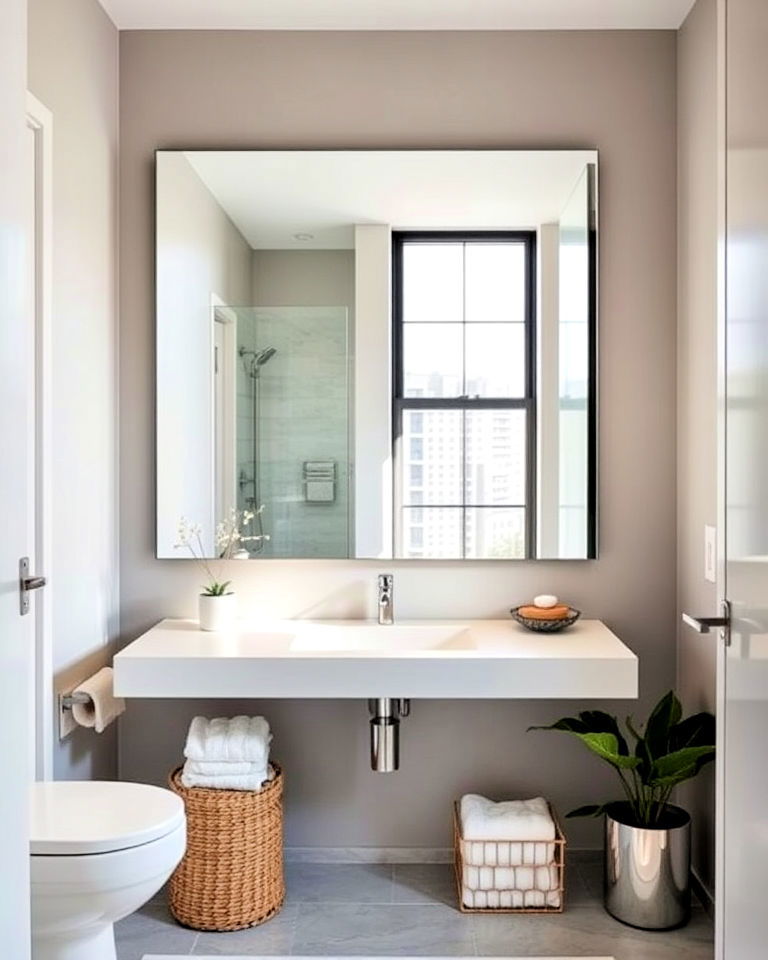 large mirror to open up space