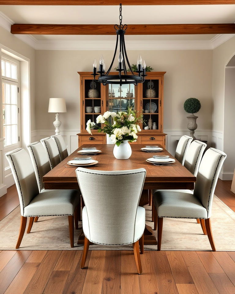 large rustic wooden dining table