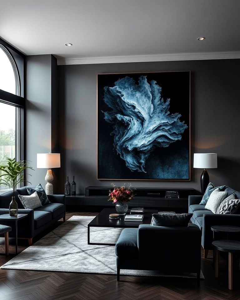 large scale moody art living room