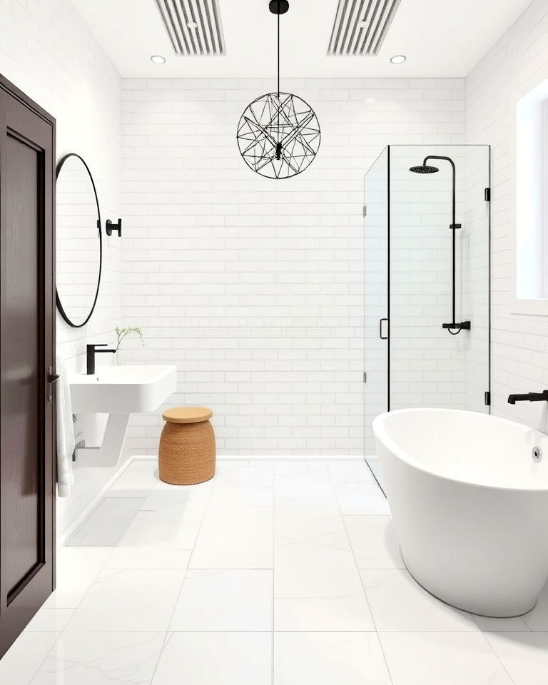 large white porcelain tiles for minimalist appeal