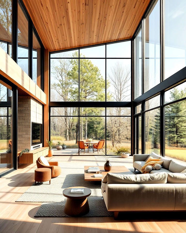 large windows for organic modern living room