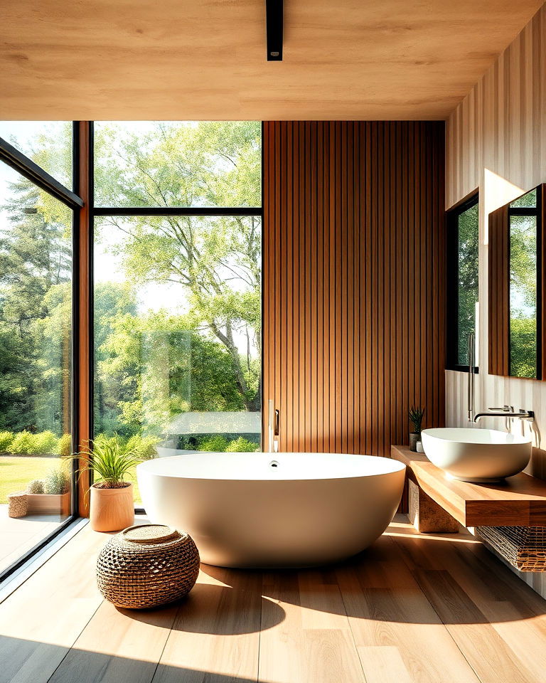 large windows in bathroom for natural light