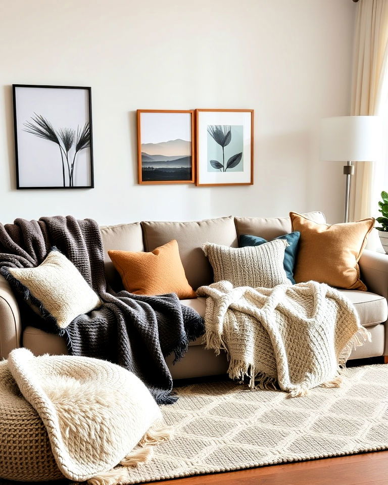 layer textiles for a cozy ambiance