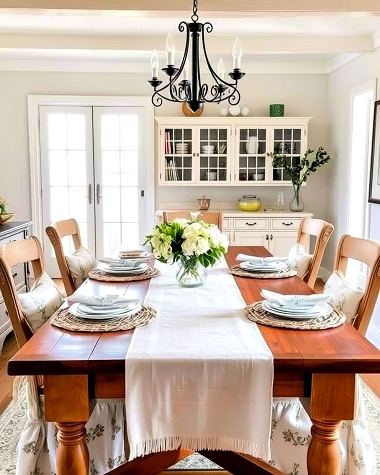 layer with table linens dining room
