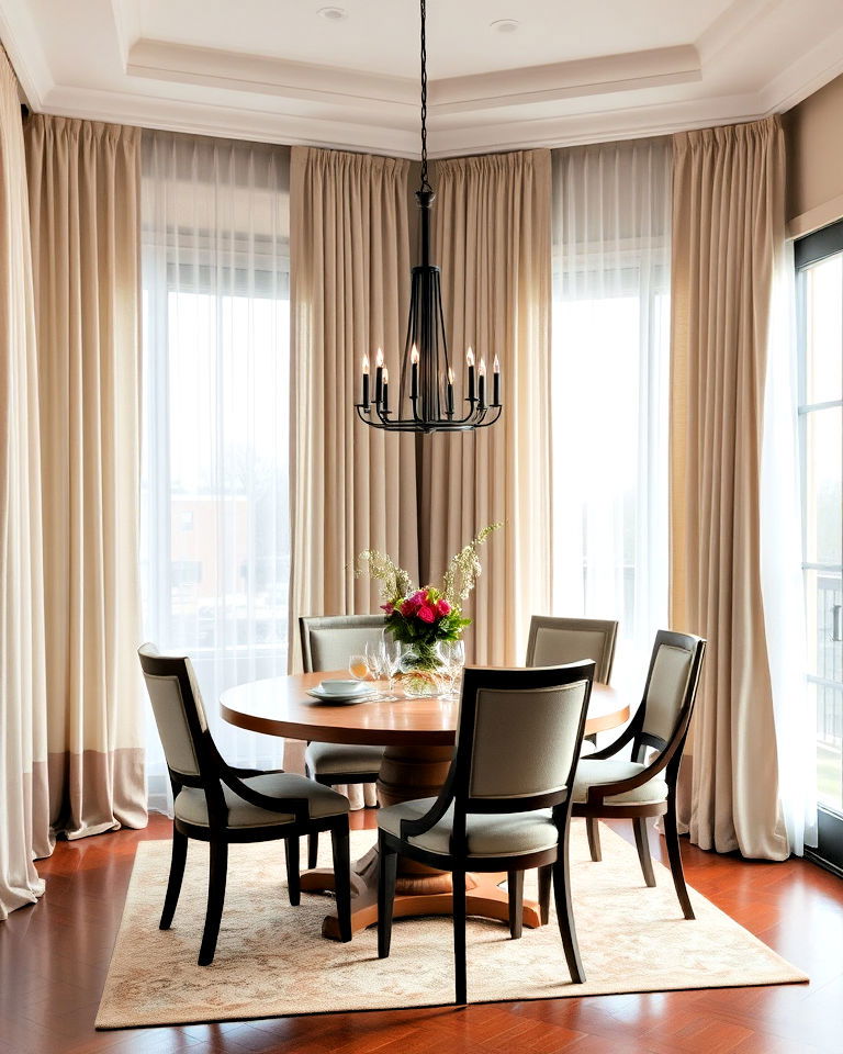 layered dining room curtains