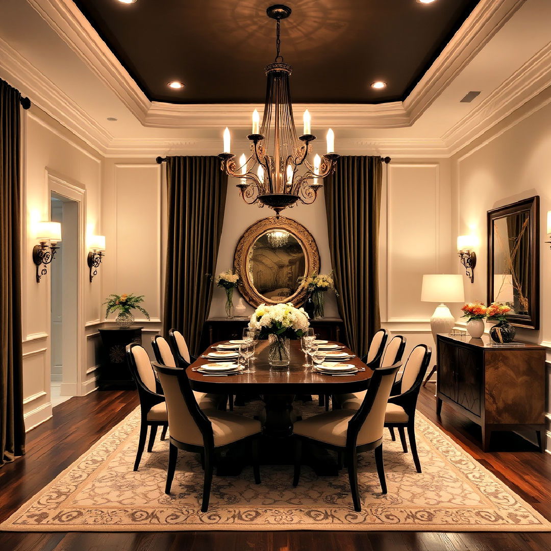 layered lighting for formal dining room