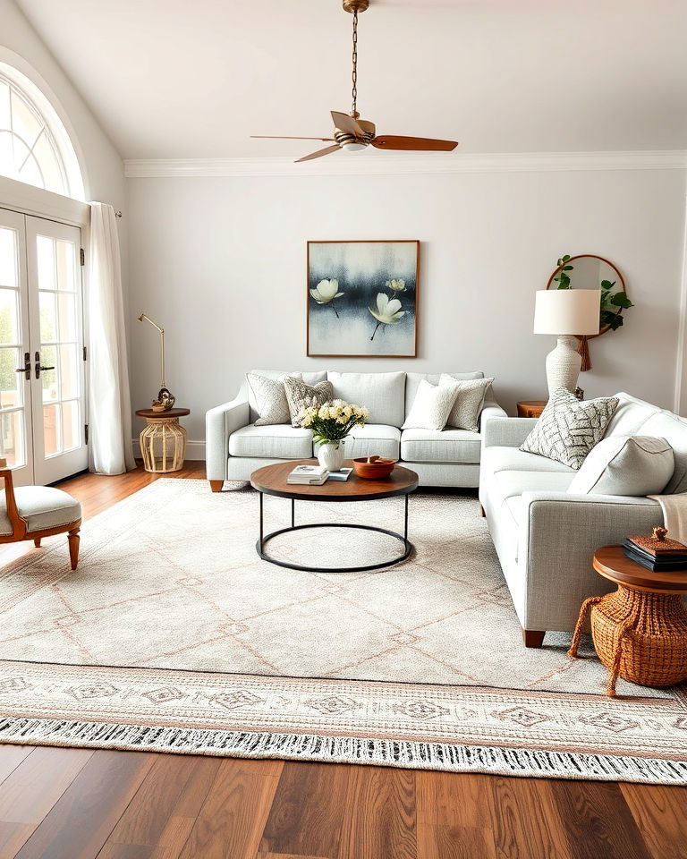 layered rugs to add comfort