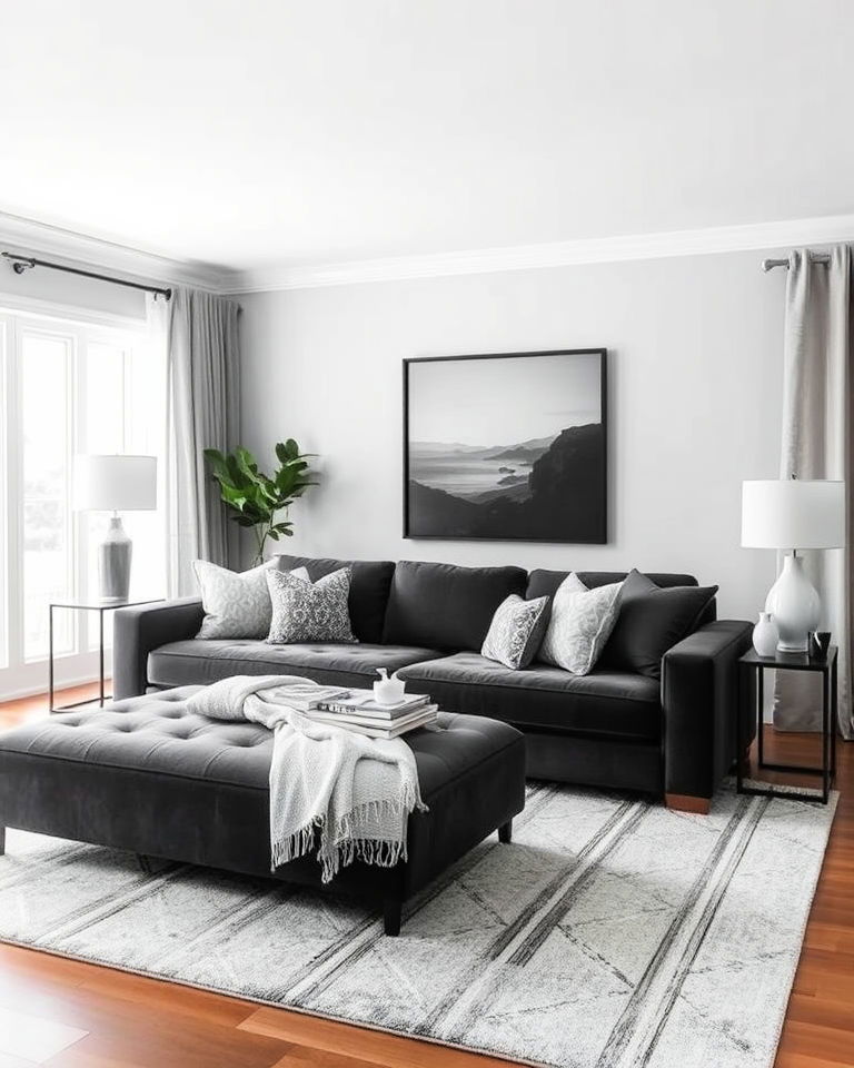 layering shades of grey living room