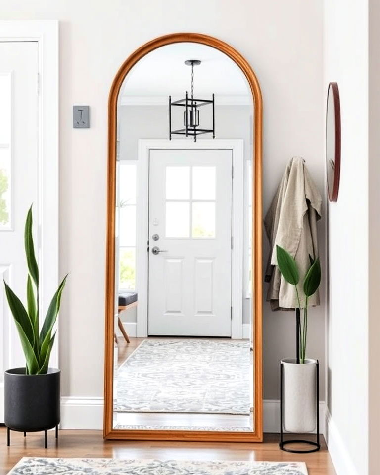 leaning floor mirror for casual elegance
