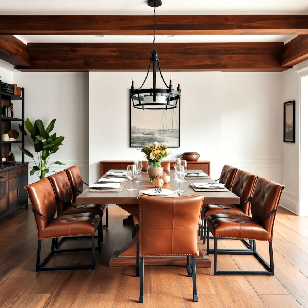 leather accents for masculine dining room
