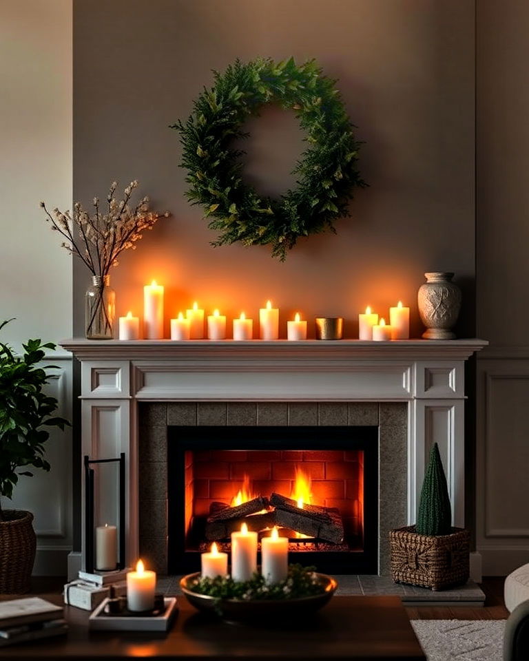 led candle lights for fireplace mantle