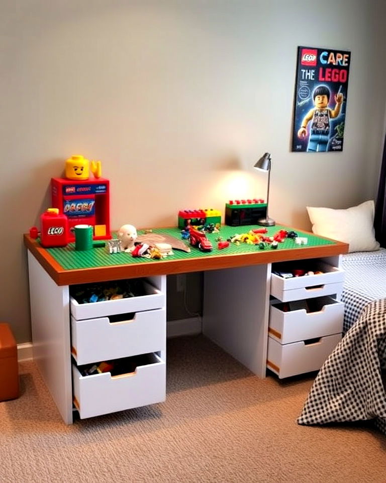 lego build table with drawers