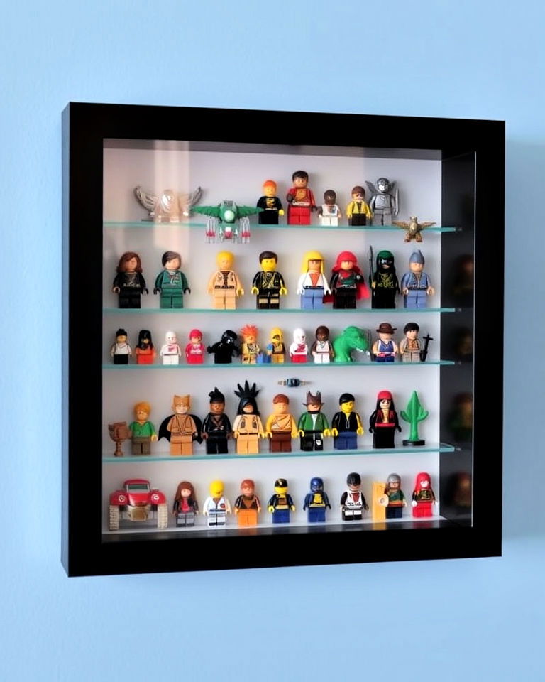 lego minifigure display area in bedroom