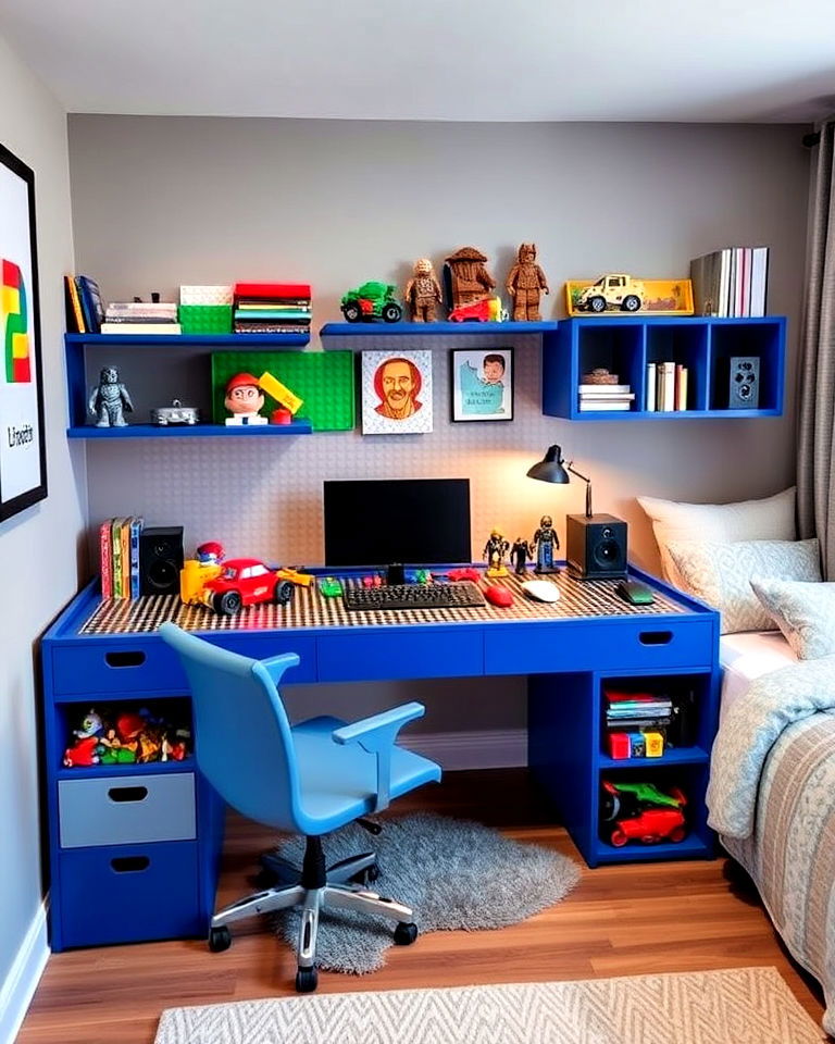 lego themed desk for bedroom