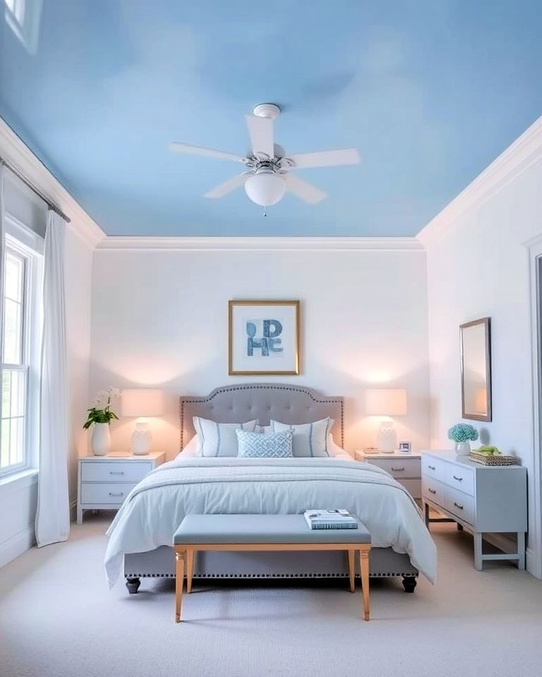 light blue bedroom ceiling for an unexpected twist