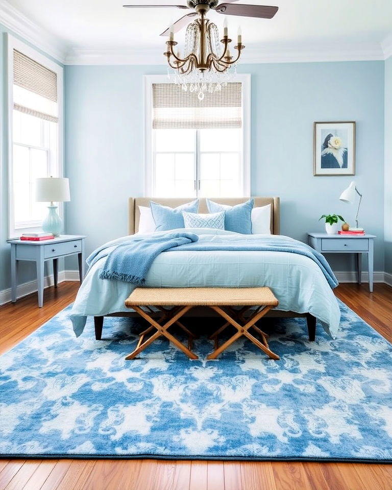 light blue rug for underfoot comfort