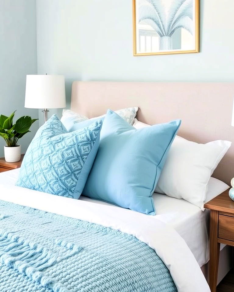 light blue throw pillows for a simple update