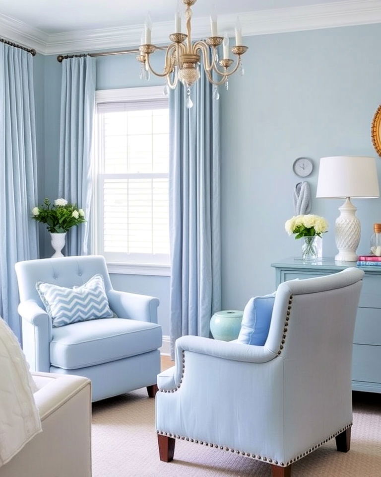 light blue upholstery for bedroom