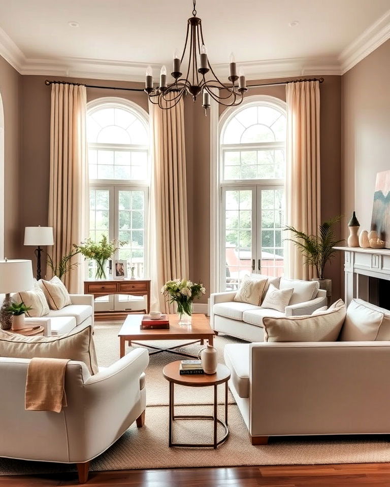 light brown and cream palette living room