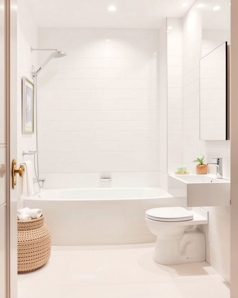 light colored tiles apartment bathroom