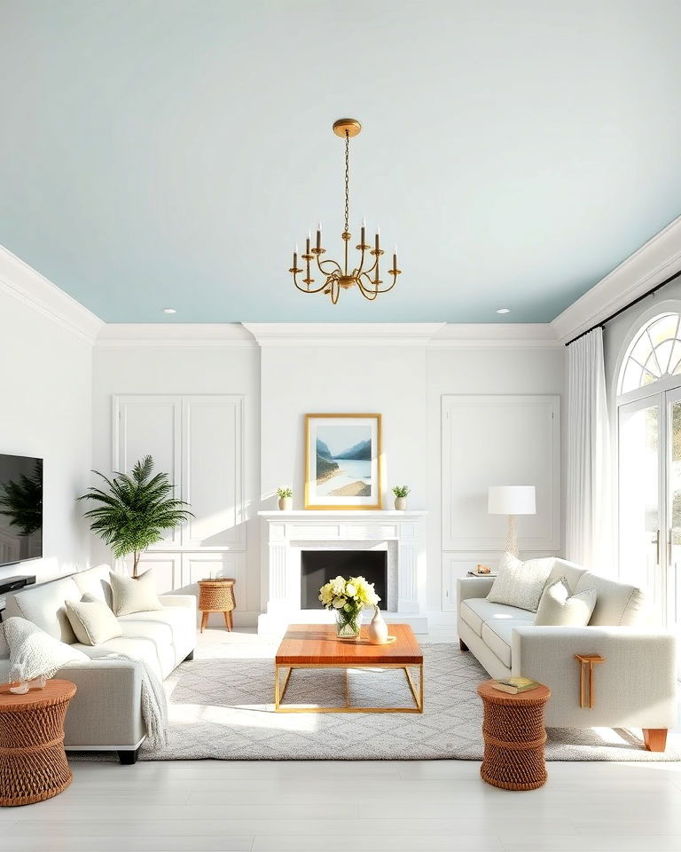 light pastel ceiling living room