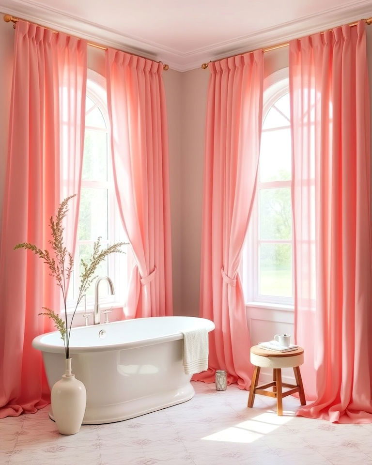 light pink curtains for a soft touch