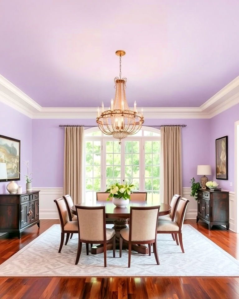 light purple ceiling for dining room