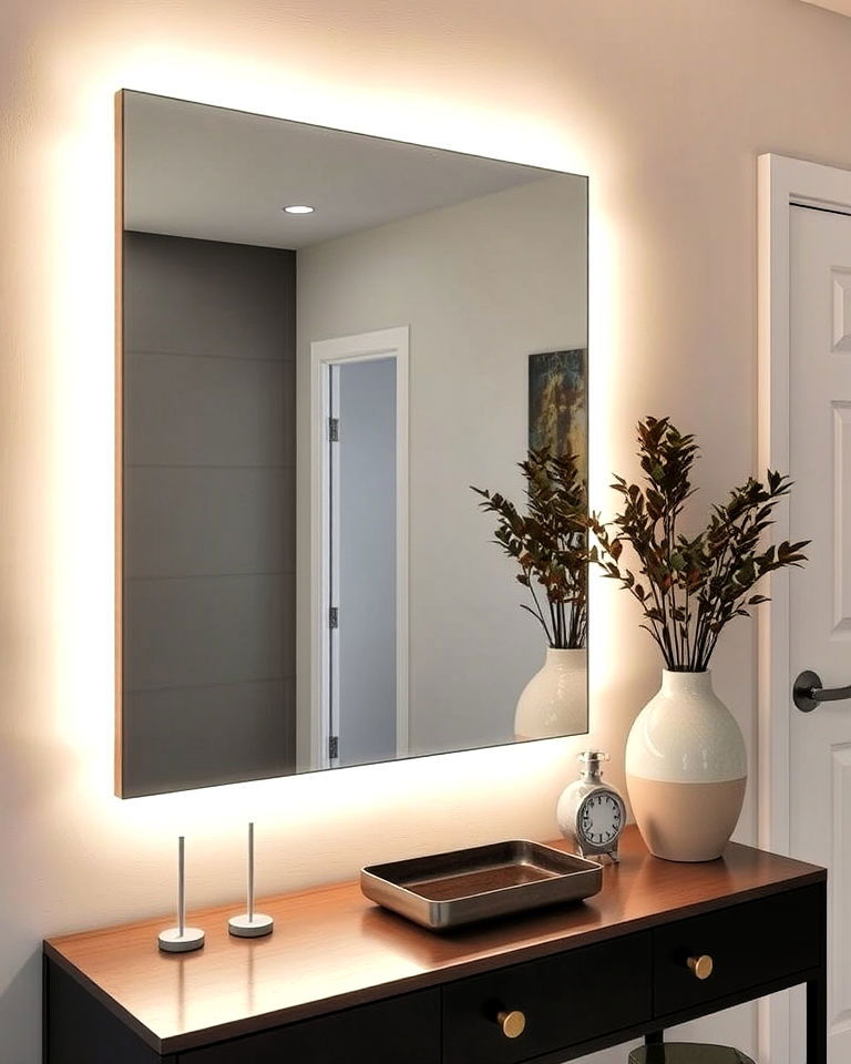lighted mirror for added ambiance