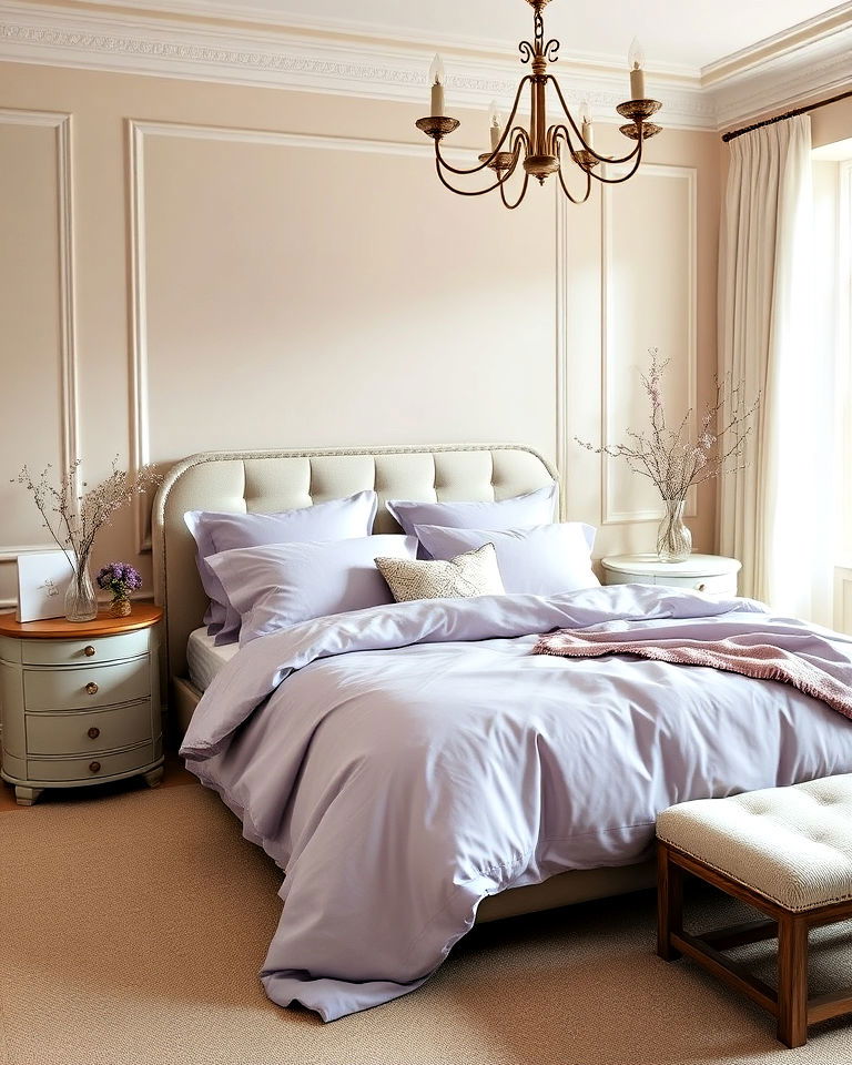 lilac bedding with soft neutrals