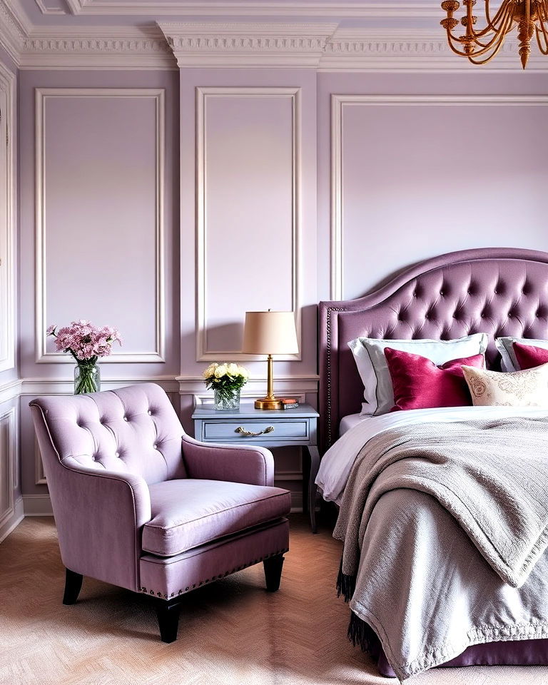 lilac velvet upholstery