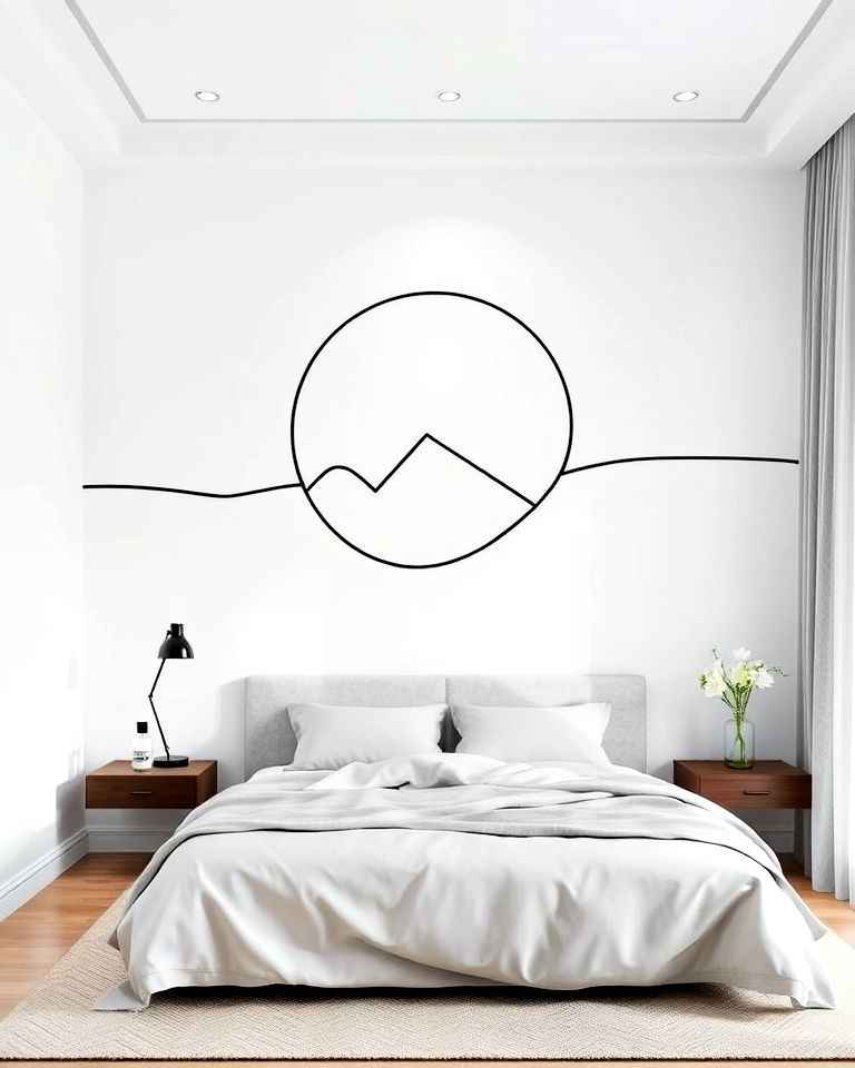 linear art painting for bedroom