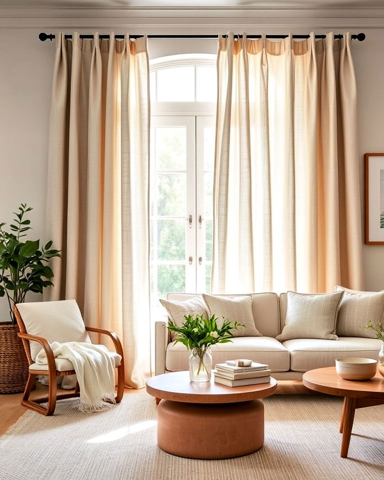 linen curtains for a breezy living room