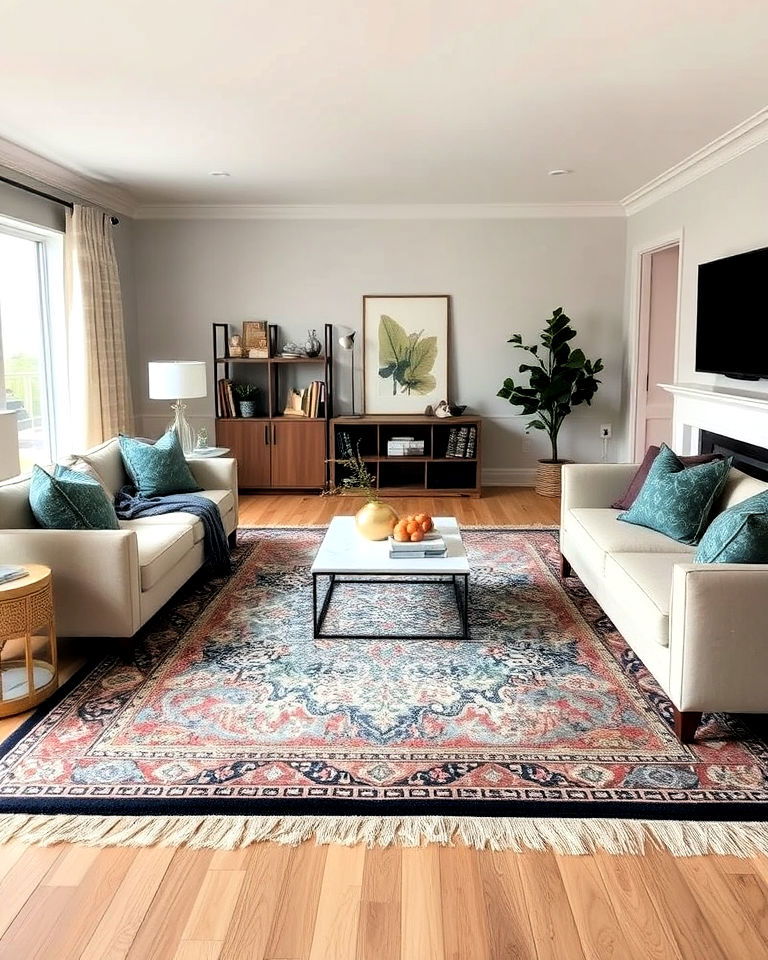 living room area rug to define spaces