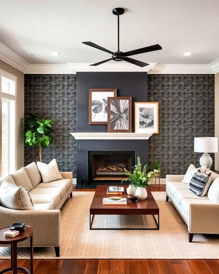 living room bold accent wall