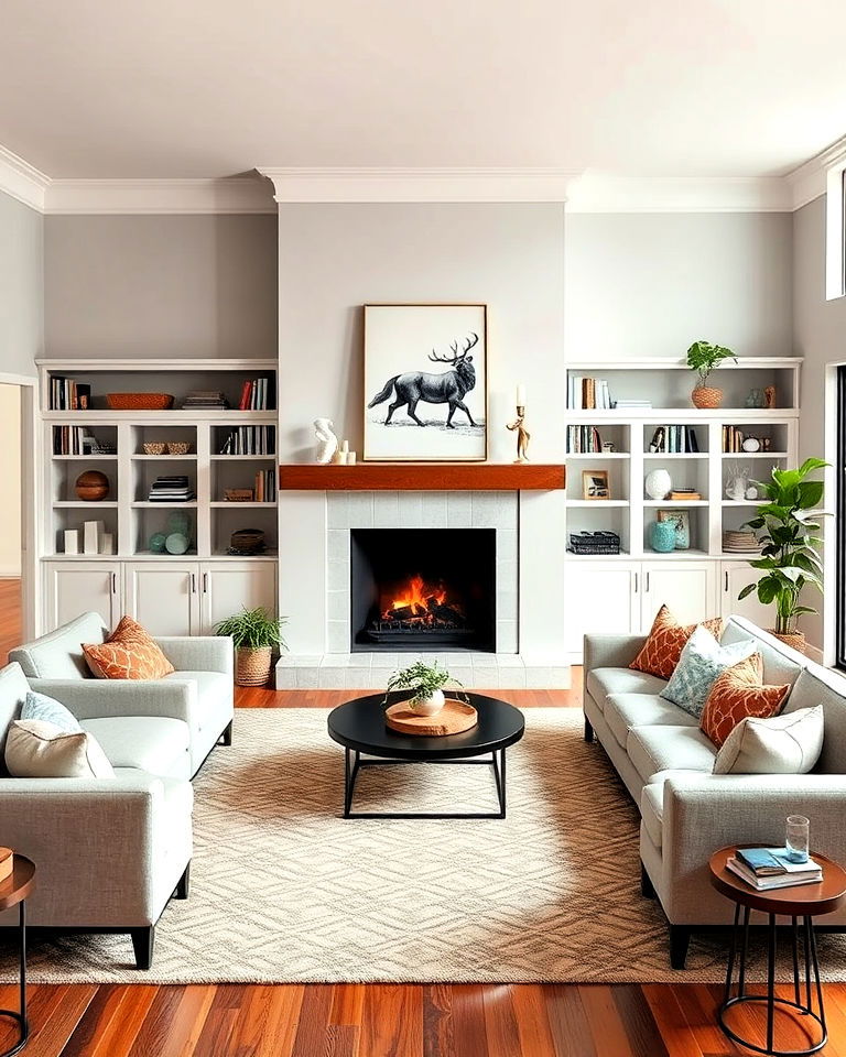living room fireplace as a central feature