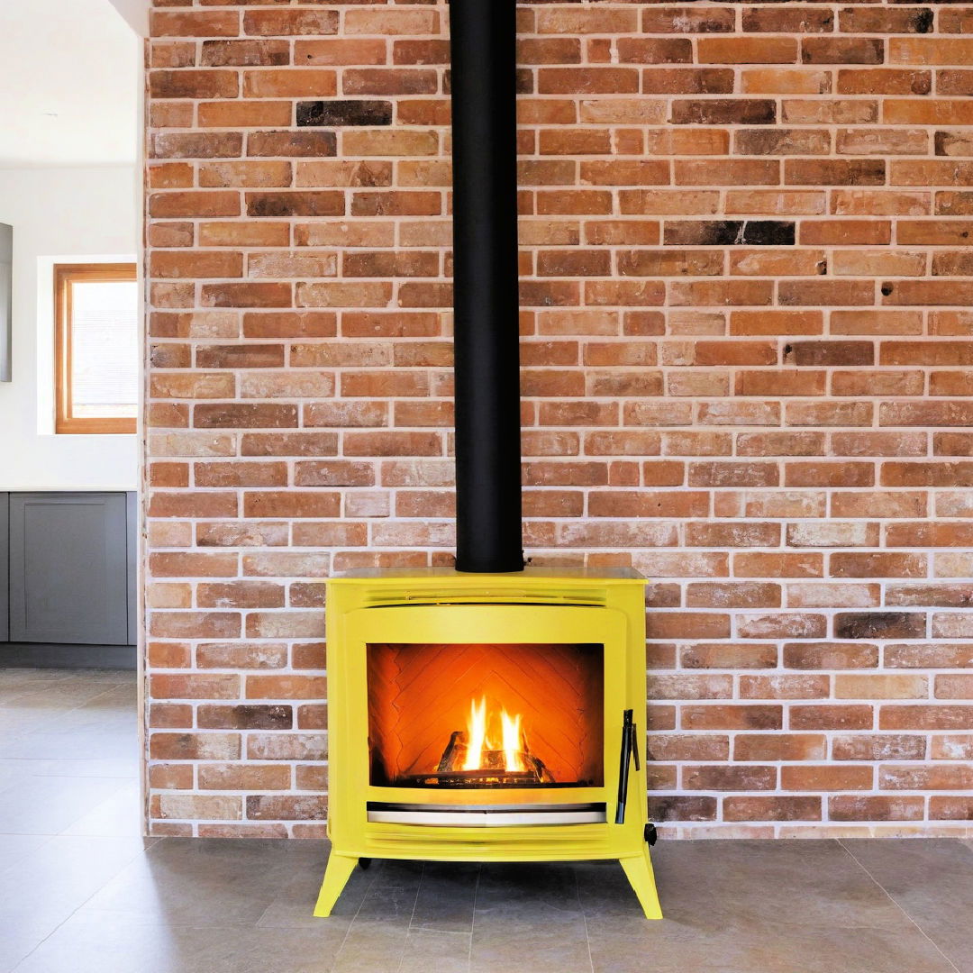 living room freestanding fireplace for versatility