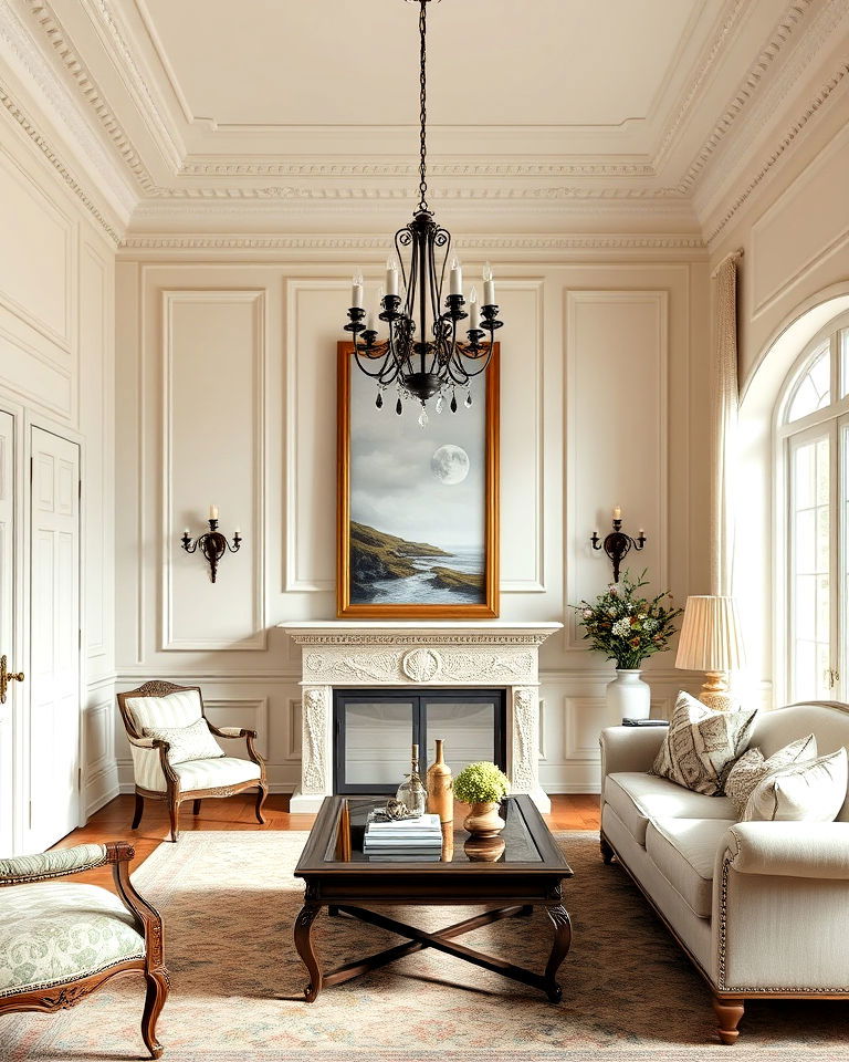 living room french country wainscoting