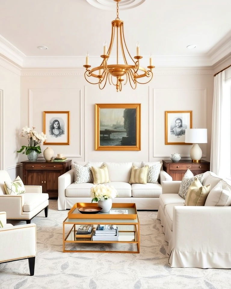 living room gold or brass accent