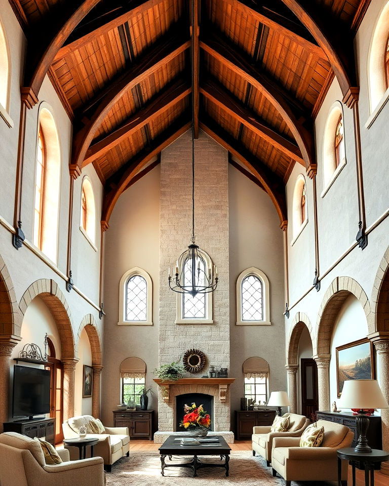 living room high vaulted ceiling