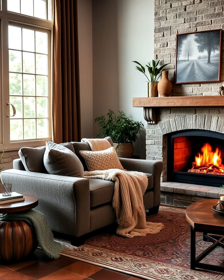 loveseat for intimate fireplace seating