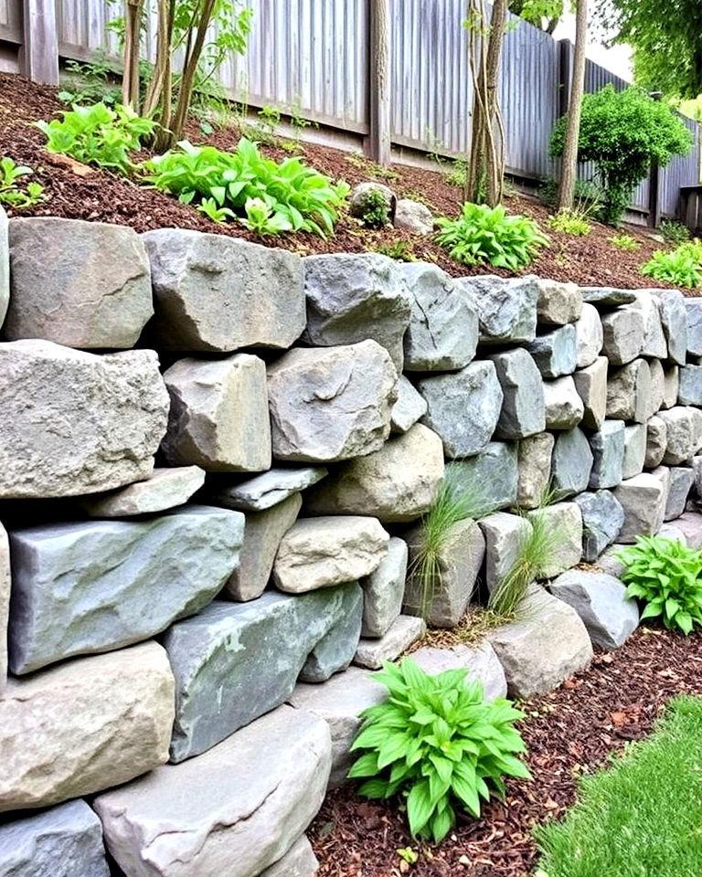 low cost recycled concrete retaining wall