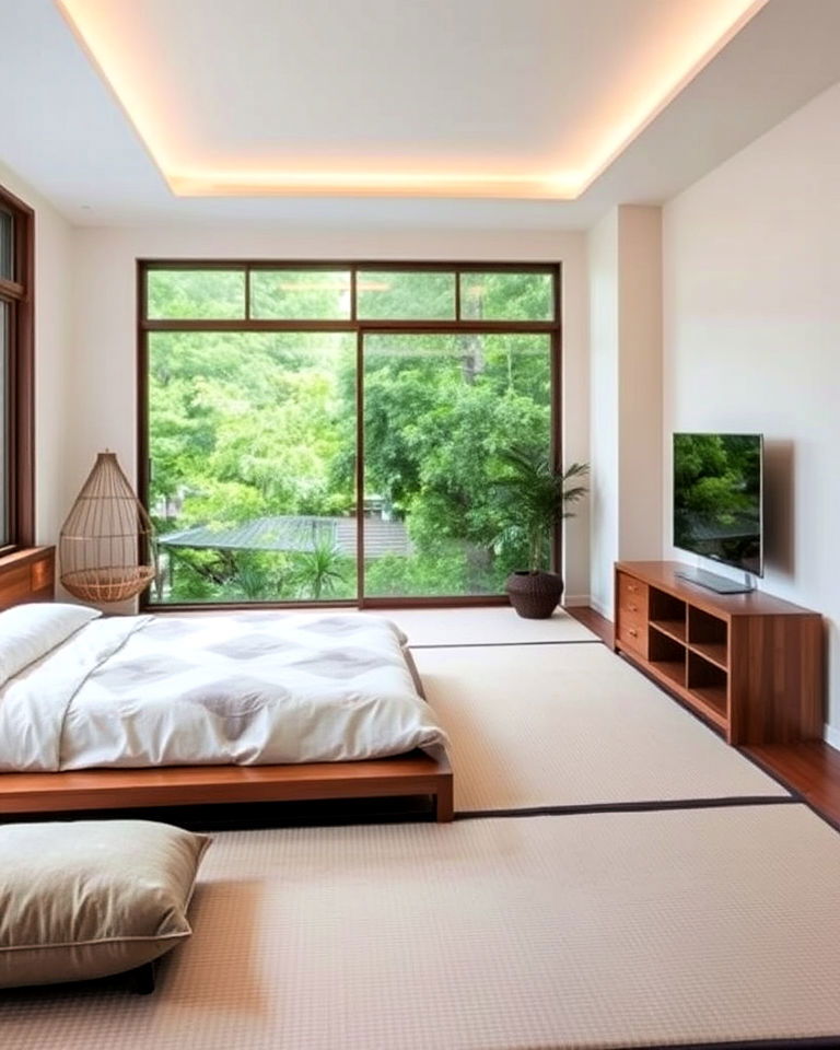 low furniture layout bedroom