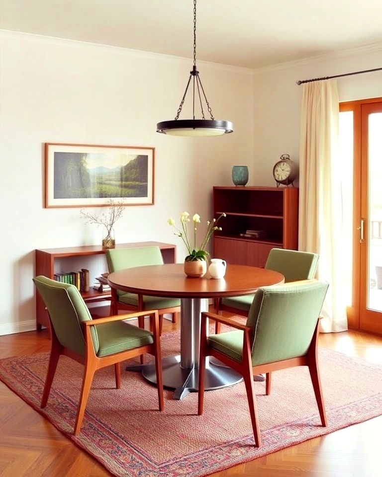 low slung furniture in the 70s dining room