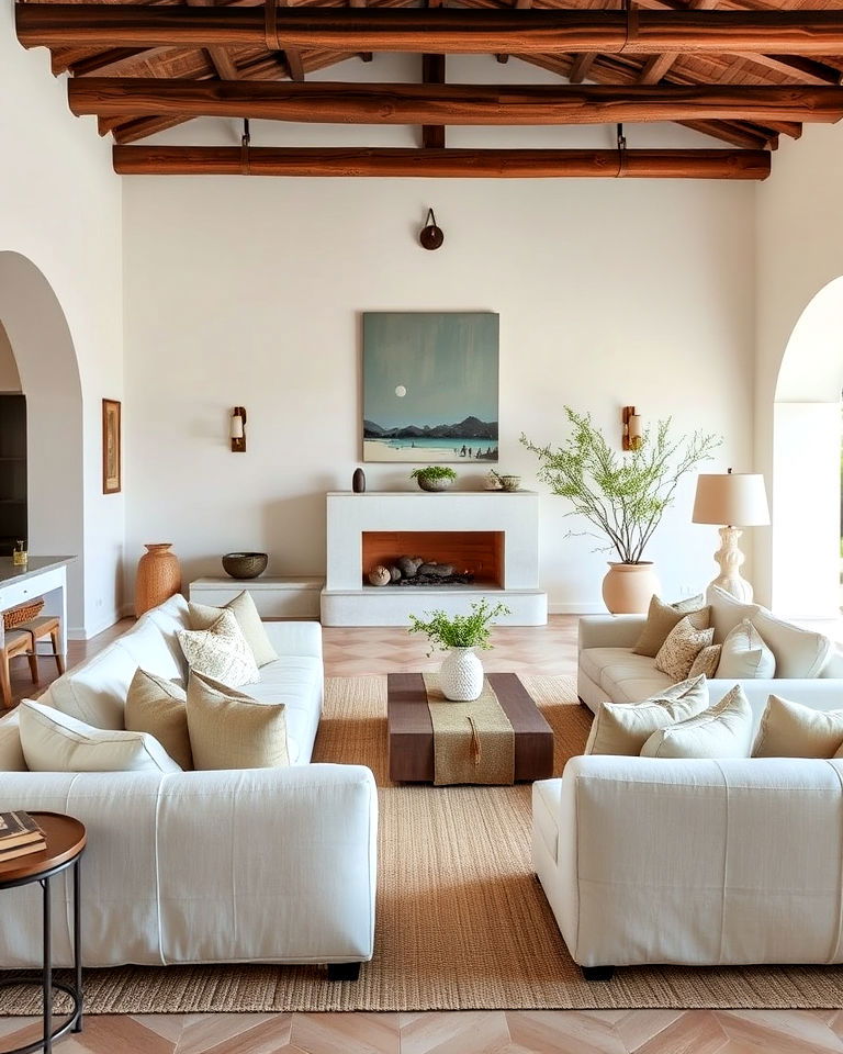 low slung sofa in mediterranean living room