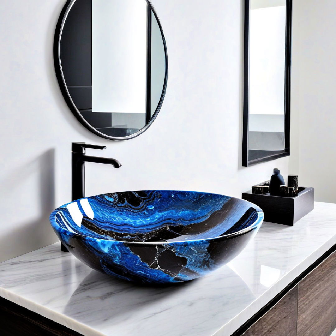 luxurious black and blue marble sink