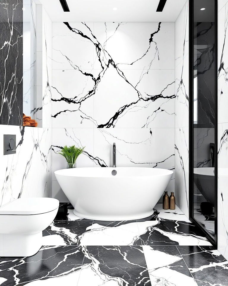 luxurious black and white marble mix