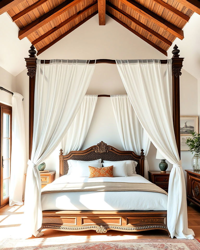 luxurious canopy bed for mediterranean bedroom