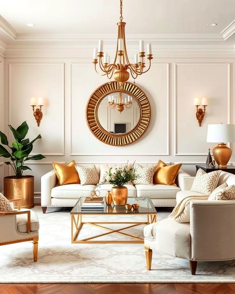 luxurious cream and gold accents