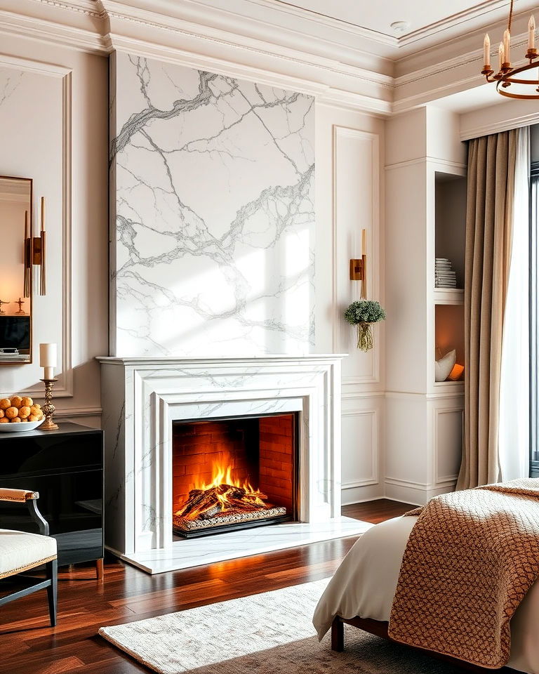 luxurious fireplace with a marble surround